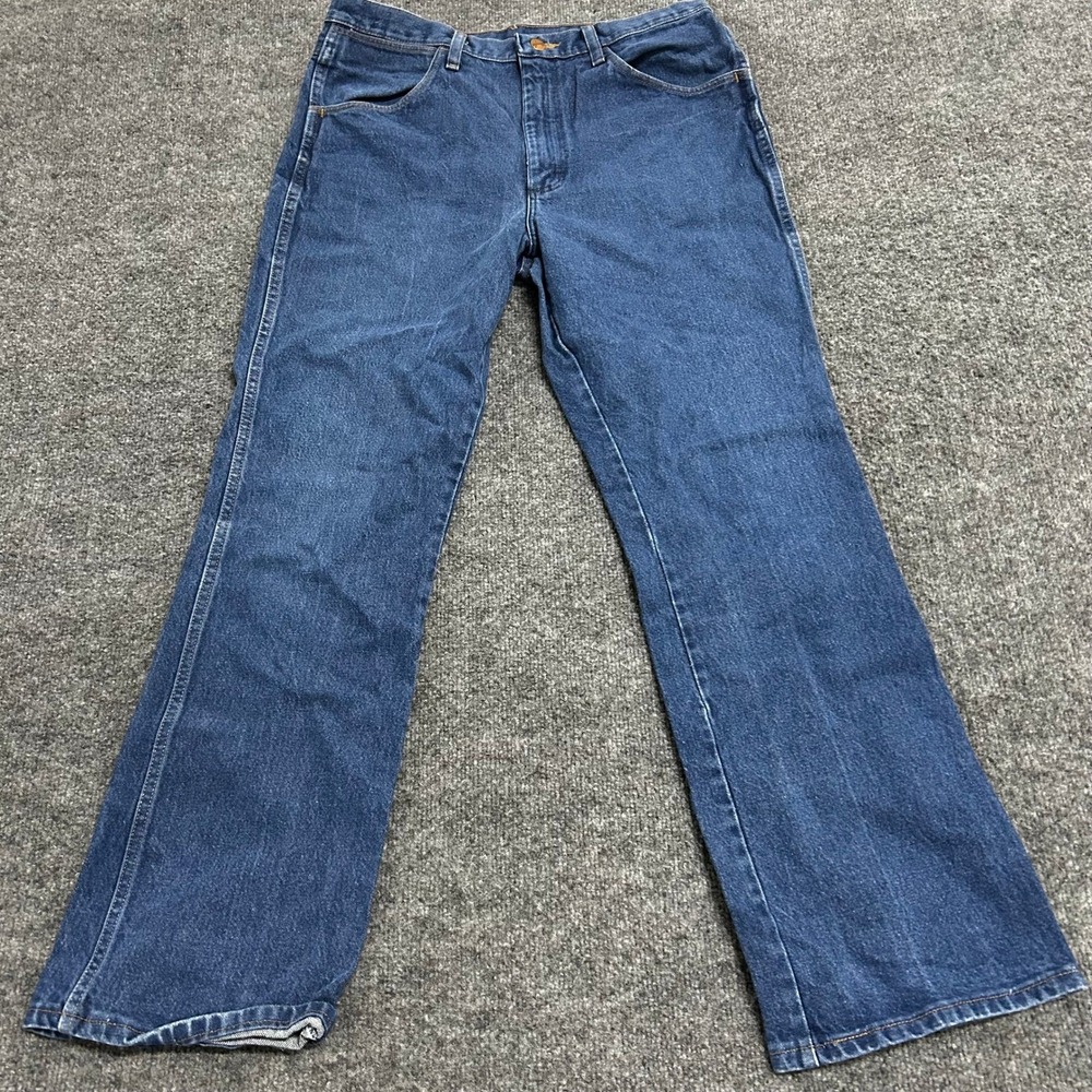Wrangler Jeans Mens Size 35x32 Blue Cowboy Cut Straight Leg Denim 945NAV Regular